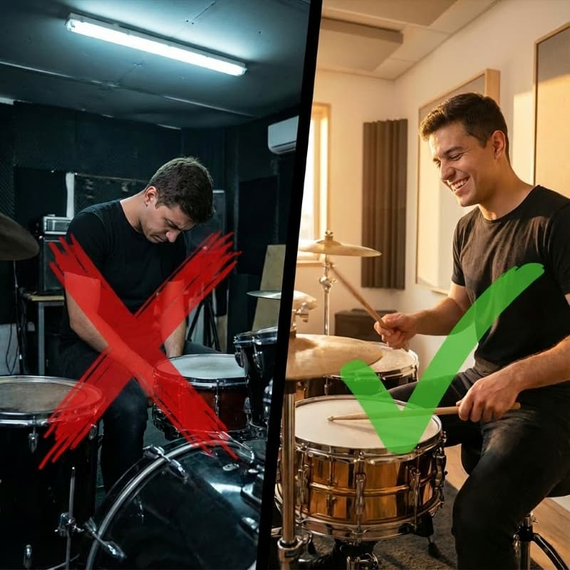 Comparação antes vs depois - frustração vs sucesso na bateria