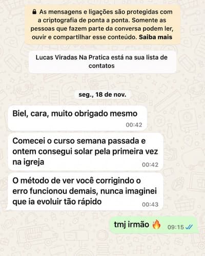 Depoimento WhatsApp - Solo pela primeira vez